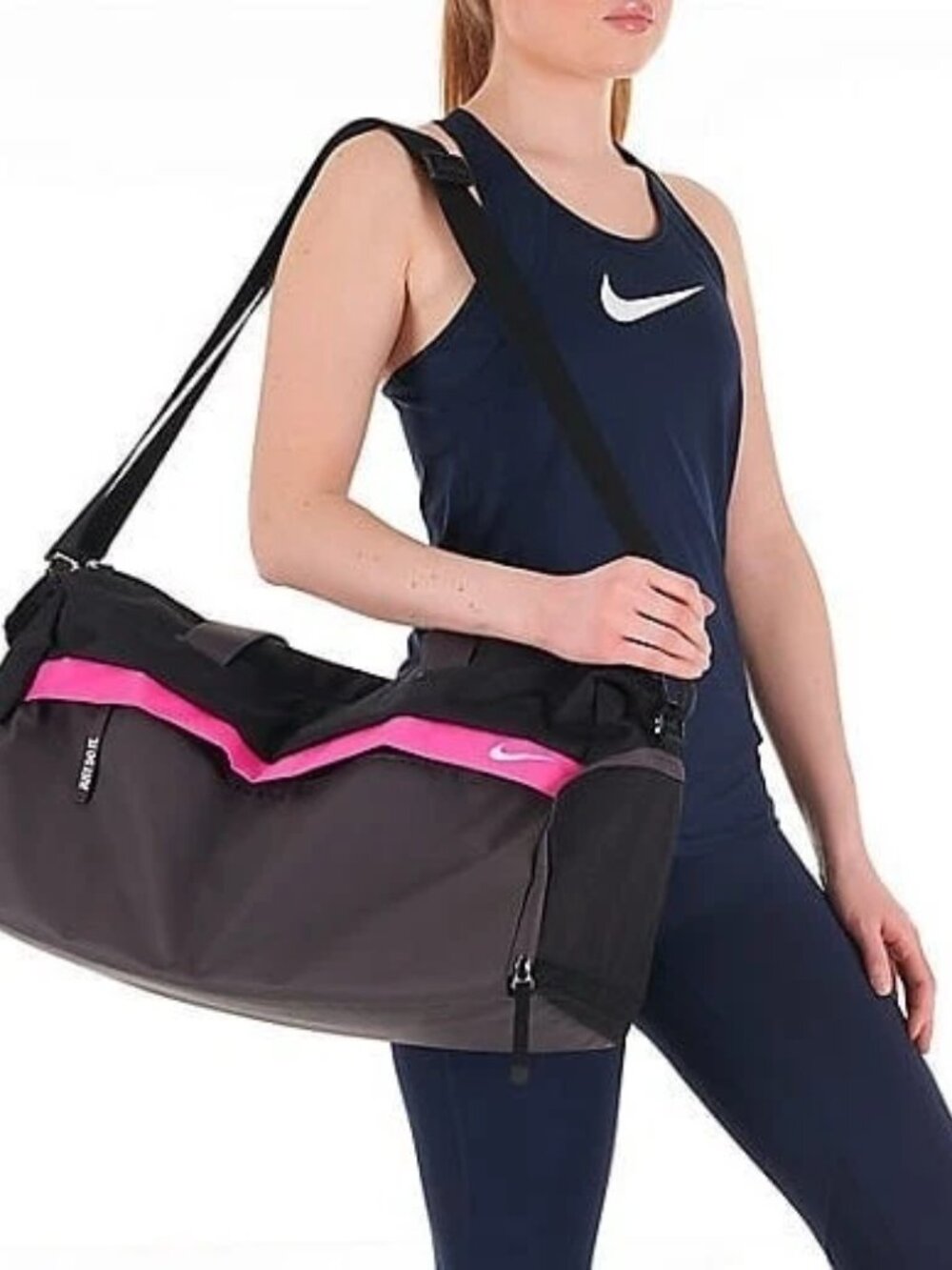 Nike Radiate Training Duffel Gym Training Bag 25L Black-Thunder Grey Pink